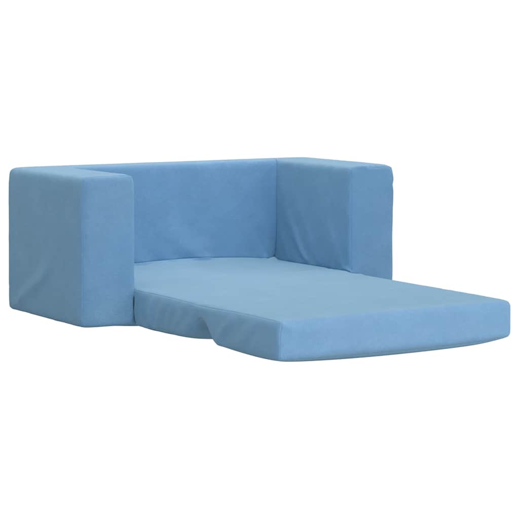 Kinderslaapbank 2-zits zacht pluche blauw