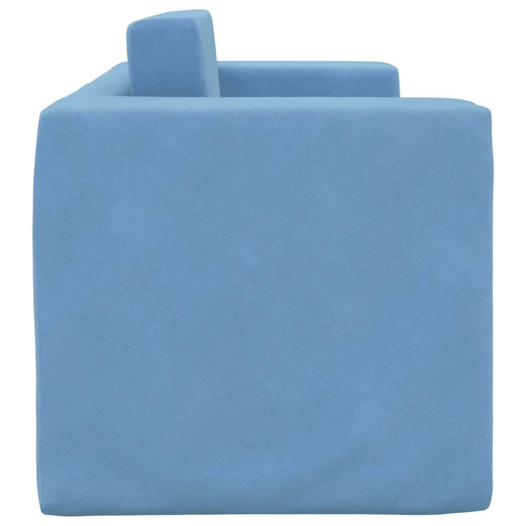 Kinderslaapbank 2-zits zacht pluche blauw