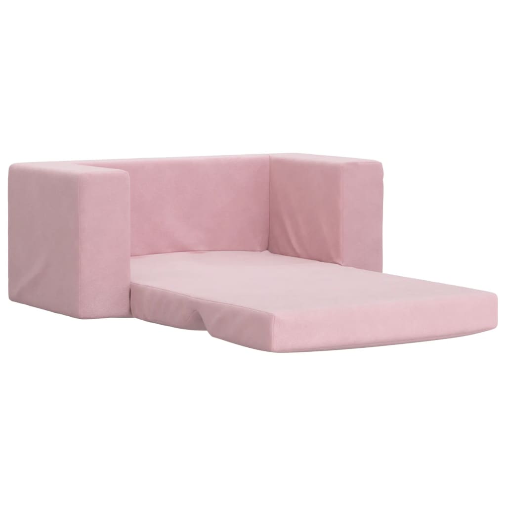 Kinderslaapbank 2-zits zacht pluche roze