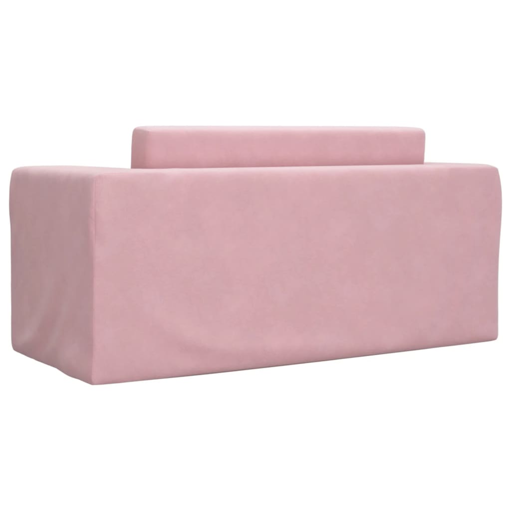 Kinderslaapbank 2-zits zacht pluche roze