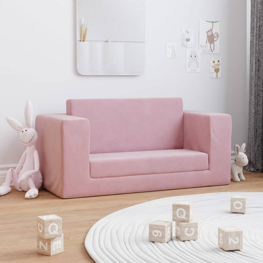 Kinderslaapbank 2-zits zacht pluche roze