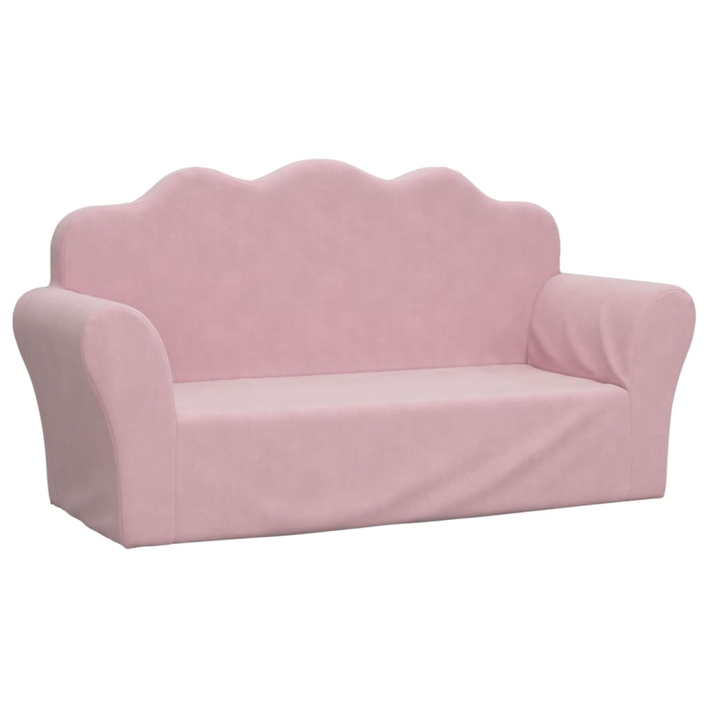 Kinderbank 2-zits zacht pluche roze