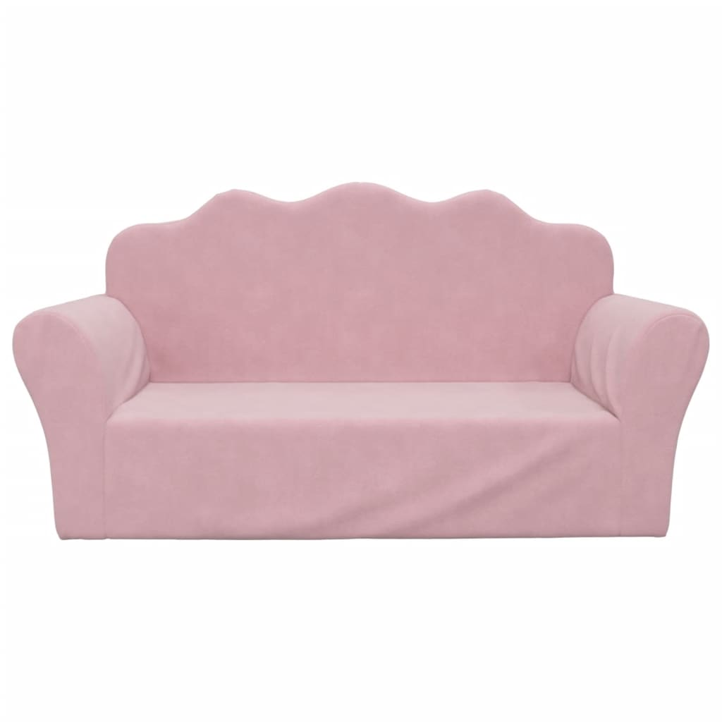 Kinderbank 2-zits zacht pluche roze
