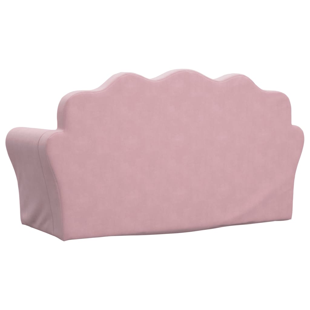 Kinderbank 2-zits zacht pluche roze