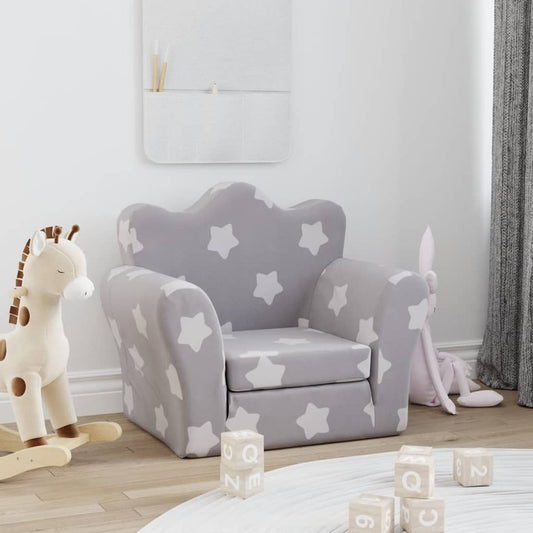 Kinderslaapbank met sterren zacht pluche lichtgrijs