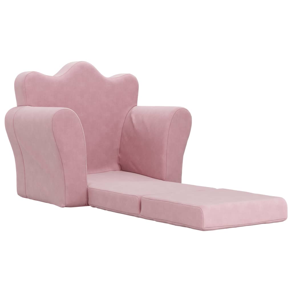 Kinderslaapbank zacht pluche roze
