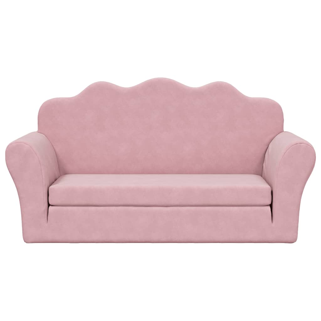 Kinderslaapbank 2-zits zacht pluche roze