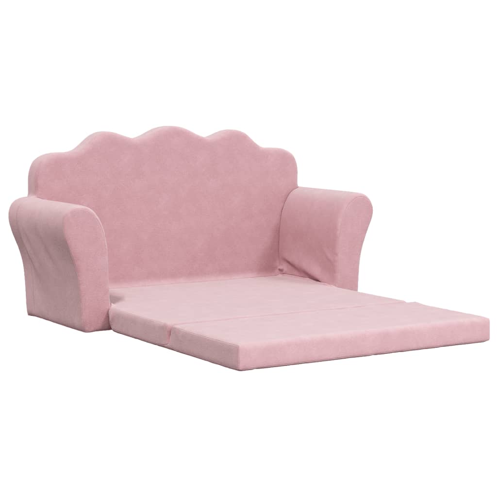 Kinderslaapbank 2-zits zacht pluche roze