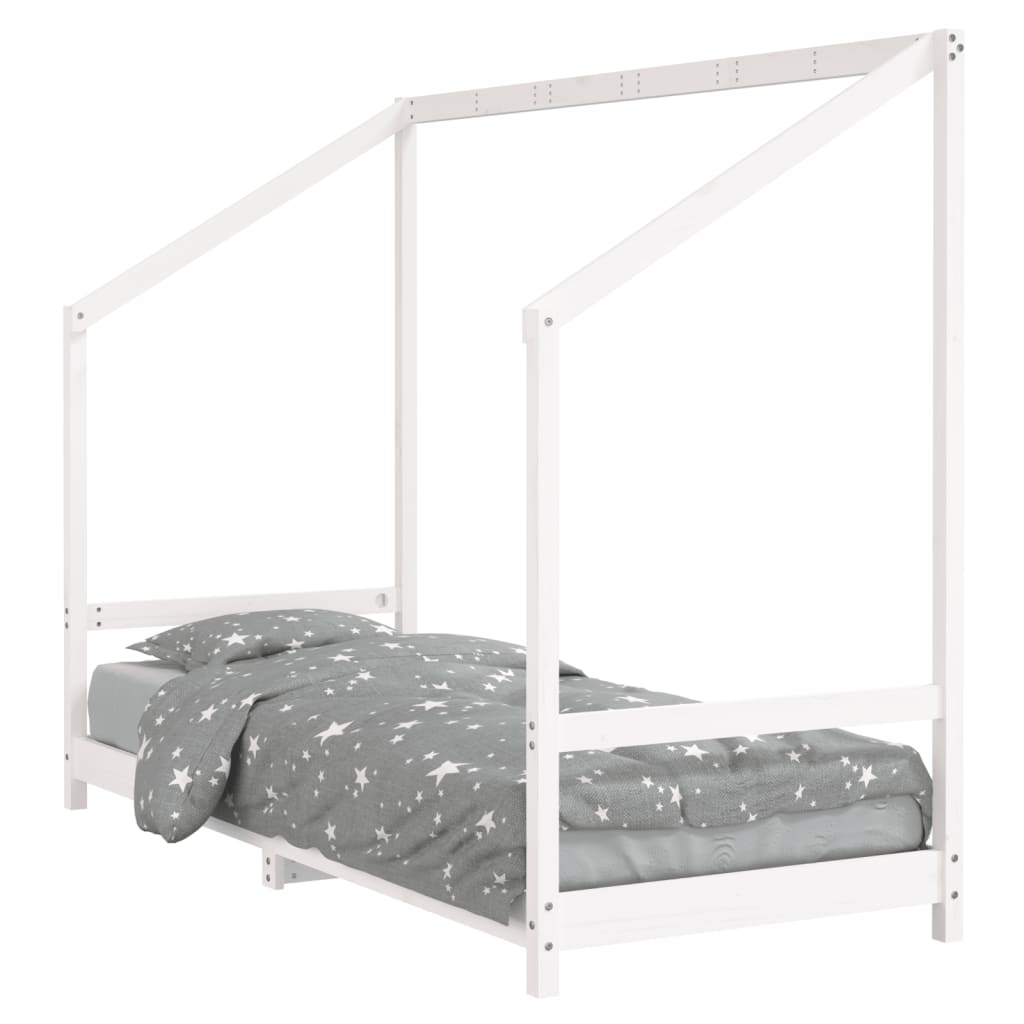 Kinderbedframe 80x200 cm massief grenenhout wit