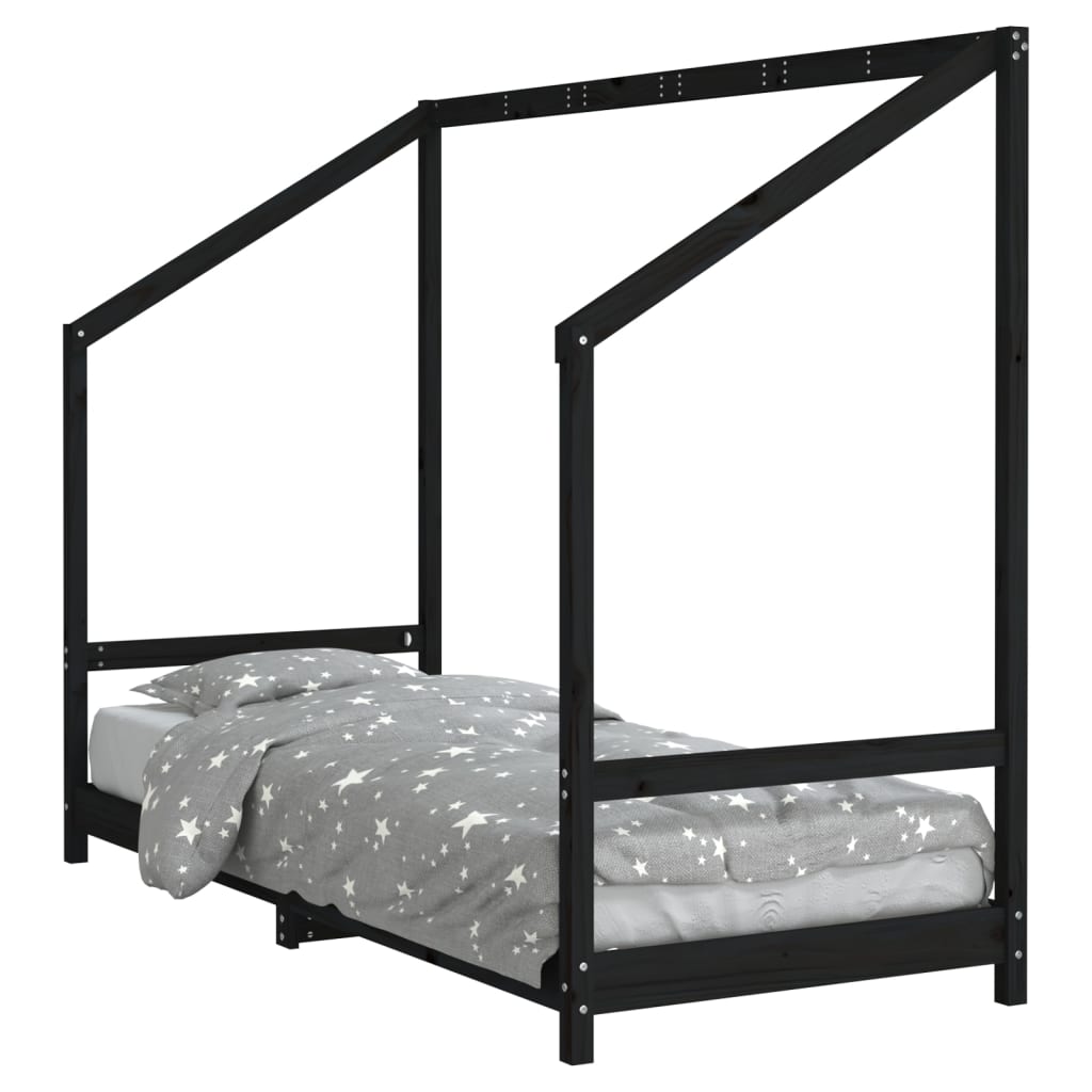 Kinderbedframe 80x200 cm massief grenenhout zwart