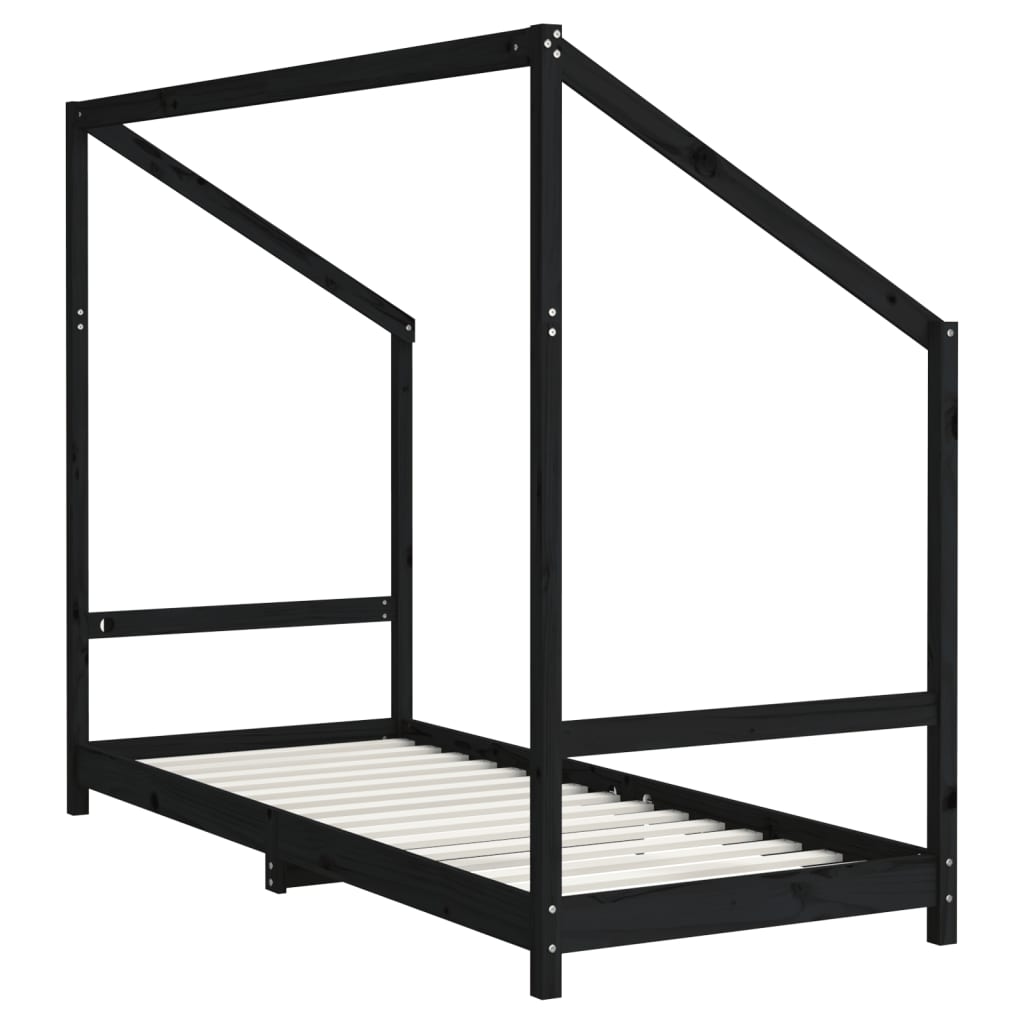 Kinderbedframe 80x200 cm massief grenenhout zwart