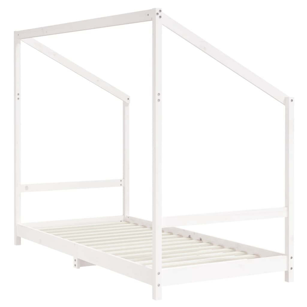 Kinderbedframe 90x200 cm massief grenenhout wit