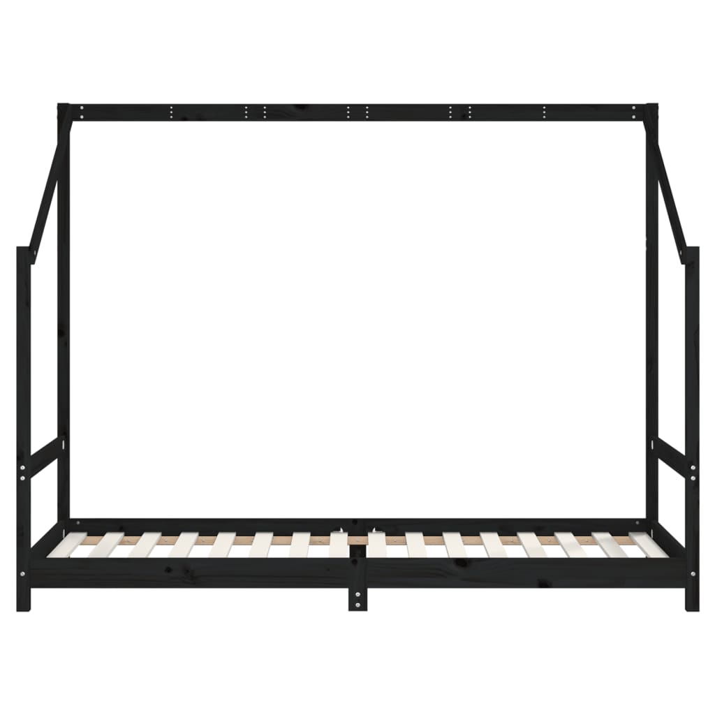 Kinderbedframe 90x200 cm massief grenenhout zwart