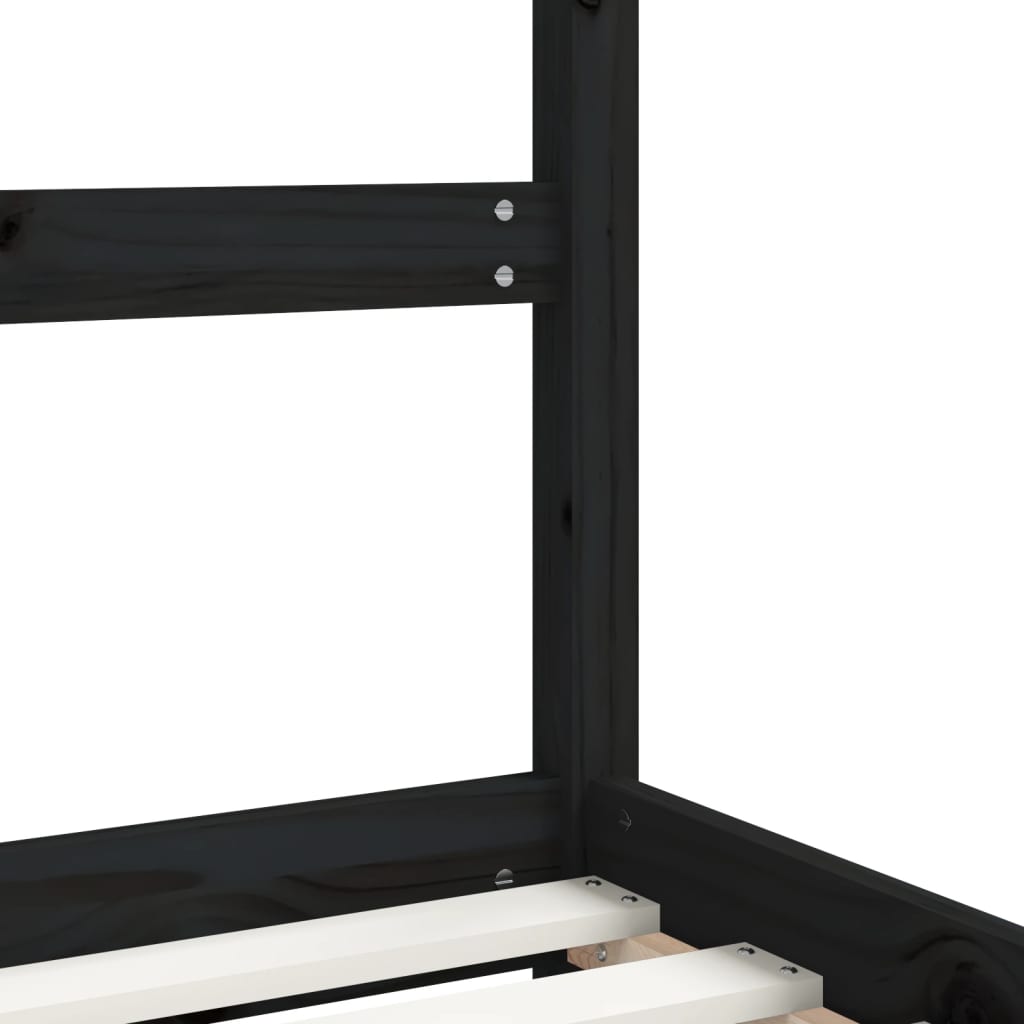 Kinderbedframe 90x200 cm massief grenenhout zwart