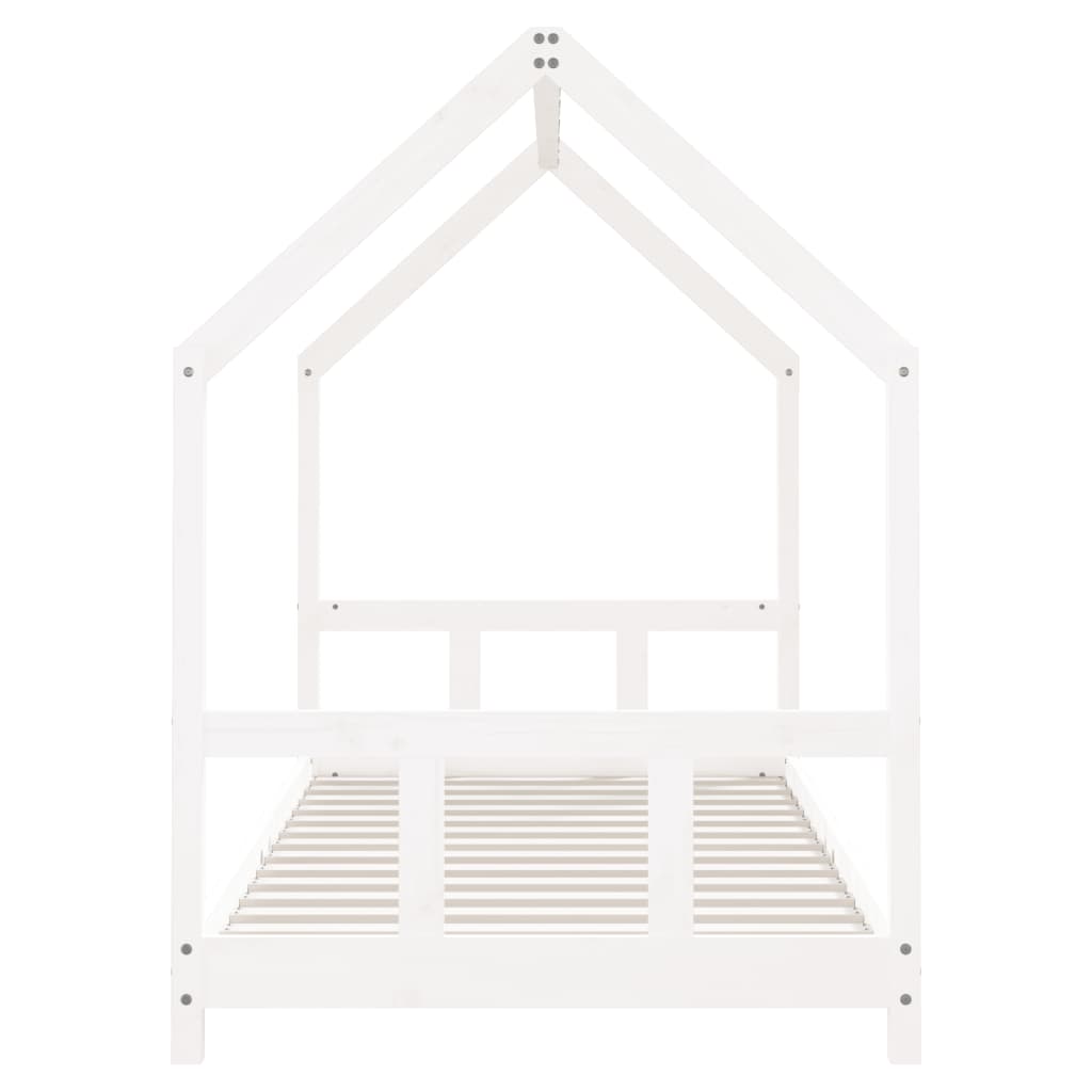 Kinderbedframe 90x200 cm massief grenenhout wit