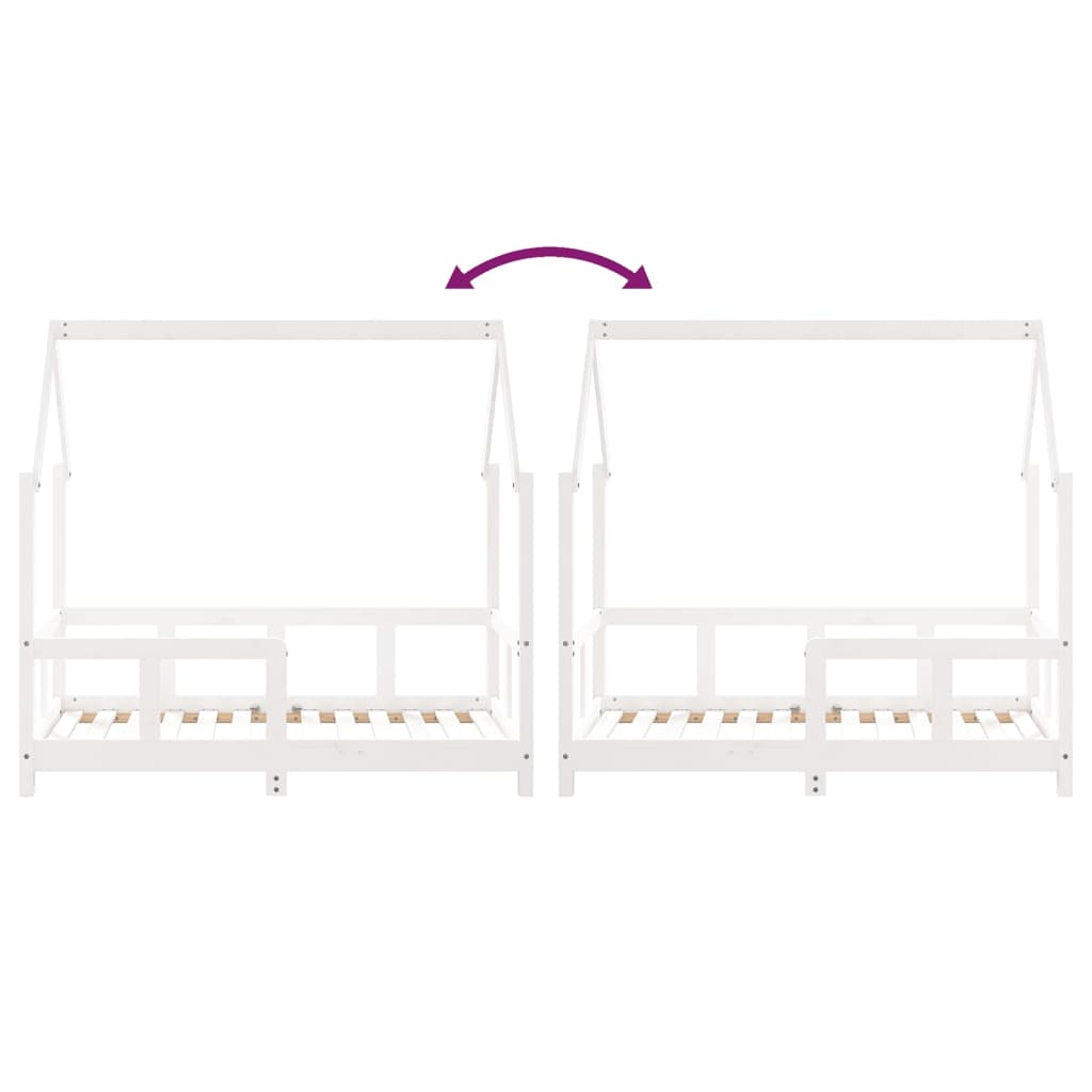 Kinderbedframe 70x140 cm massief grenenhout wit