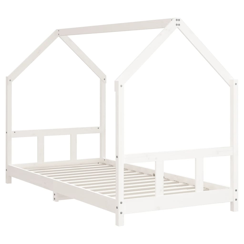 Kinderbedframe 90x190 cm massief grenenhout wit
