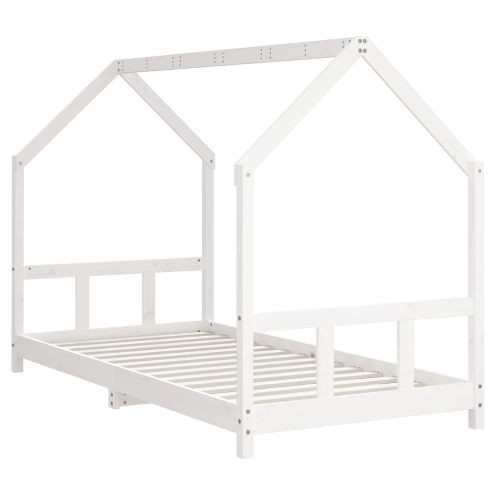 Kinderbedframe 90x190 cm massief grenenhout wit
