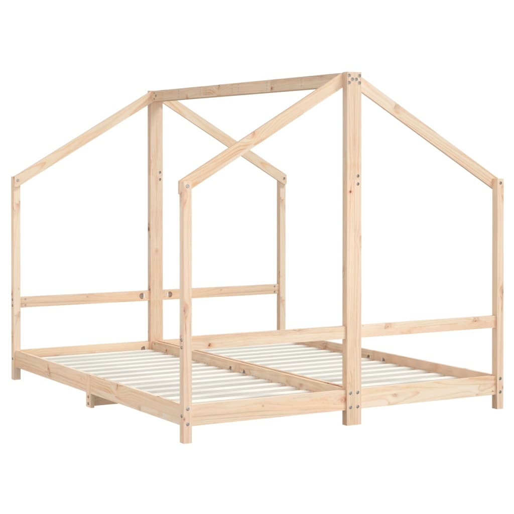 Kinderbedframe 2x(80x200) cm massief grenenhout
