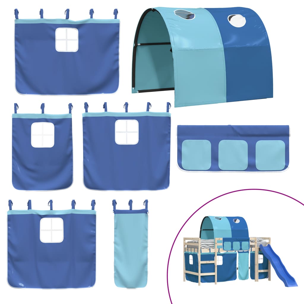 Gordijnen voor hoogslaper met tunnel polyester blauw