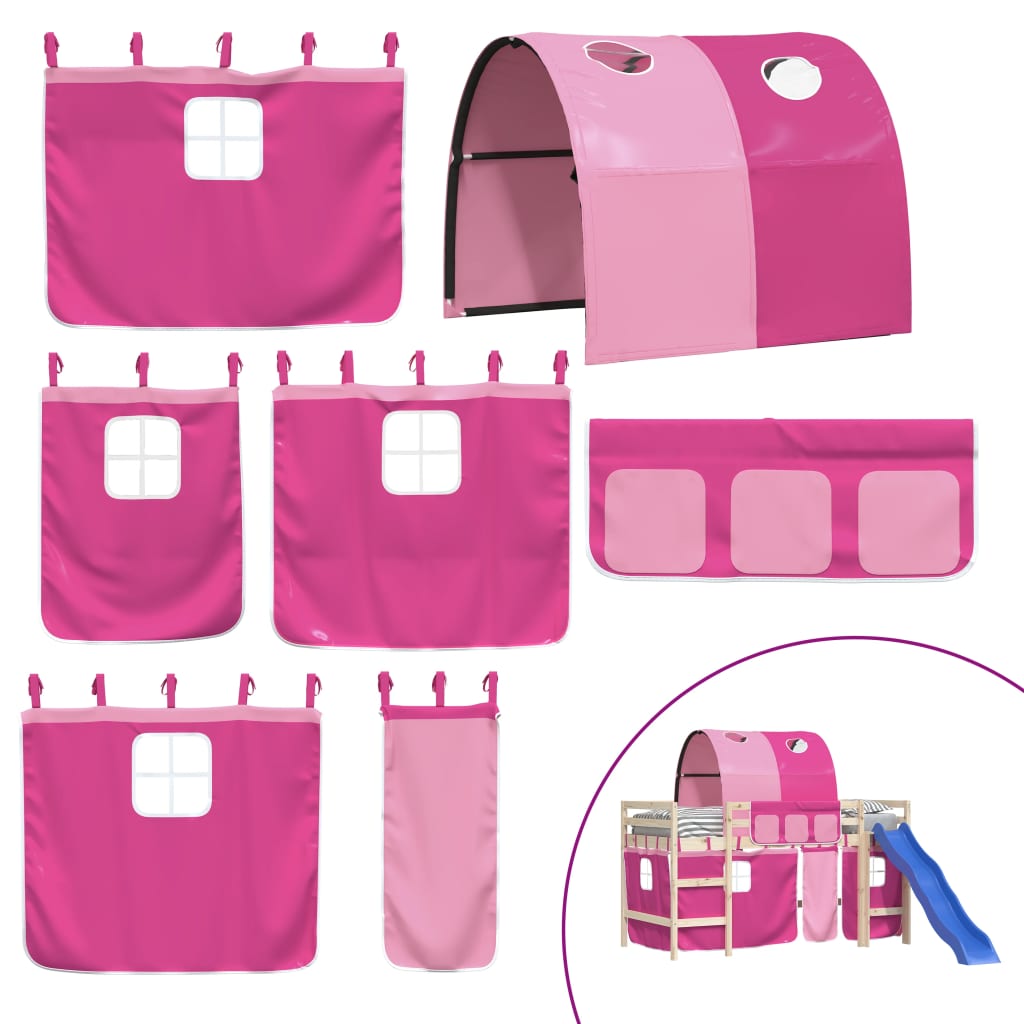 Gordijnen voor hoogslaper met tunnel polyester roze