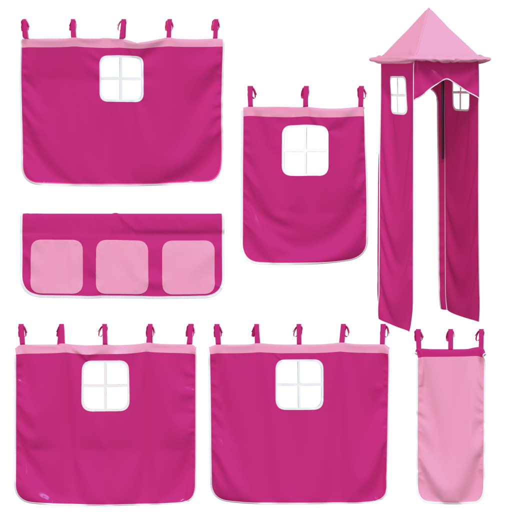 Gordijnen voor hoogslaper met tunnel polyester roze