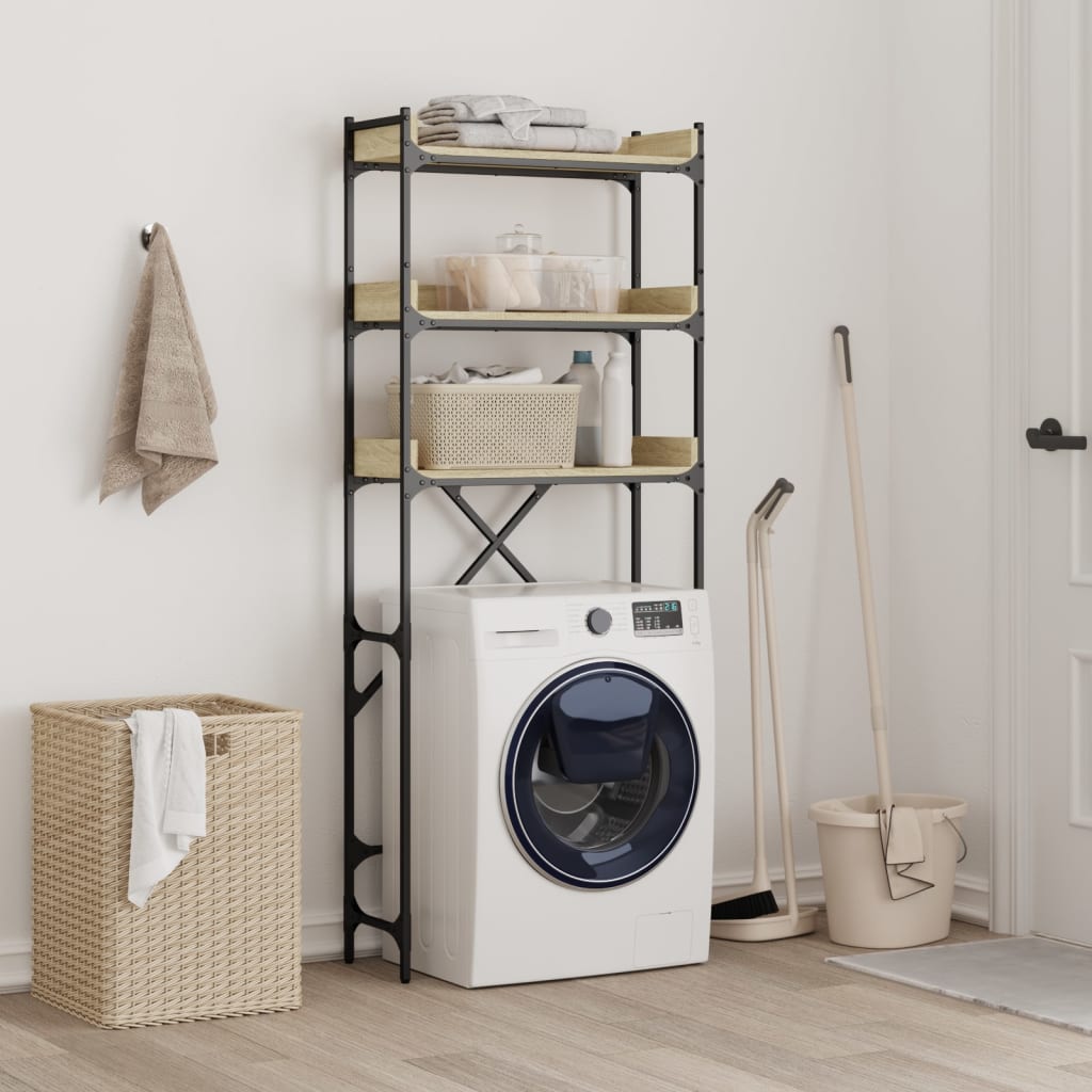 Wasmachinekast 67x25x163 cm bewerkt hout sonoma eikenkleurig