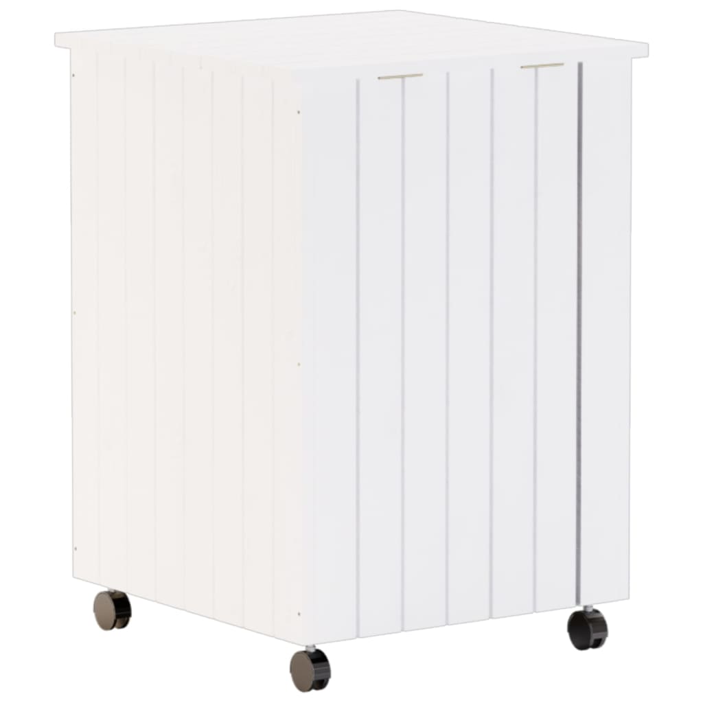 Wasmand met wielen RANA 45x45x64 cm massief grenenhout wit