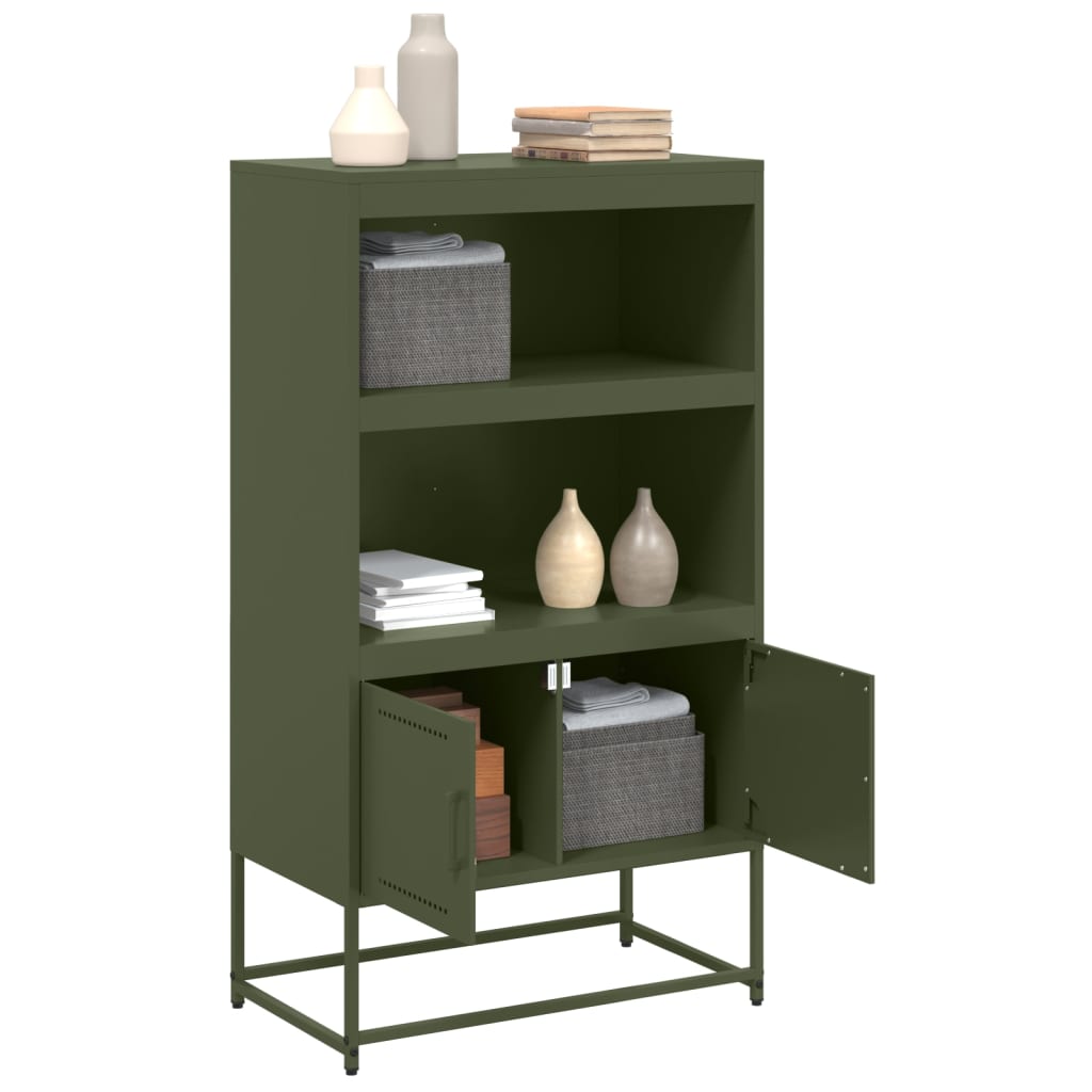 Hoge kast 68,5x38,5x123,5 cm staal olijfgroen