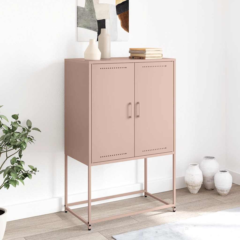 Hoge kast 68,5x38,5x107 cm staal roze