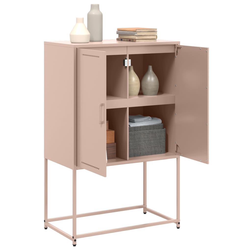 Hoge kast 68,5x38,5x107 cm staal roze