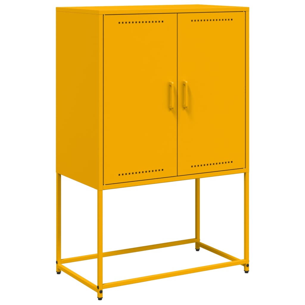 Hoge kast 68,5x38,5x107 cm staal mosterdgeel