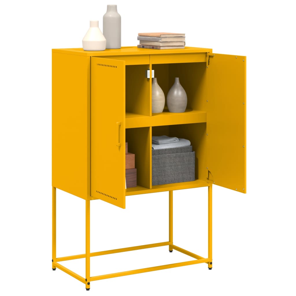 Hoge kast 68,5x38,5x107 cm staal mosterdgeel