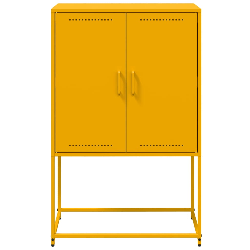 Hoge kast 68,5x38,5x107 cm staal mosterdgeel
