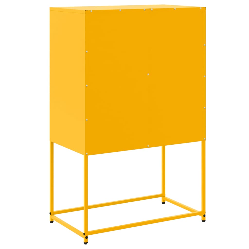 Hoge kast 68,5x38,5x107 cm staal mosterdgeel
