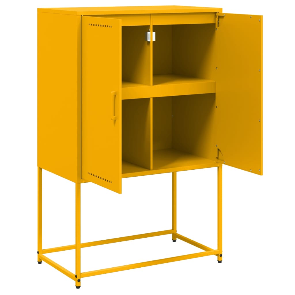 Hoge kast 68,5x38,5x107 cm staal mosterdgeel
