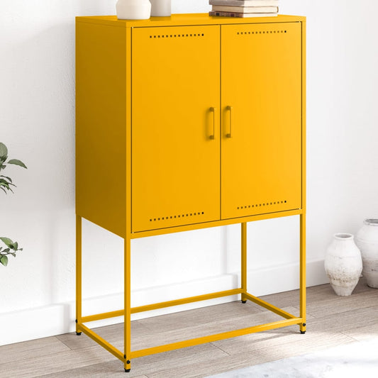 Hoge kast 68,5x38,5x107 cm staal mosterdgeel