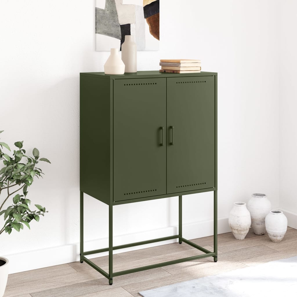 Hoge kast 68,5x38,5x107 cm staal olijfgroen
