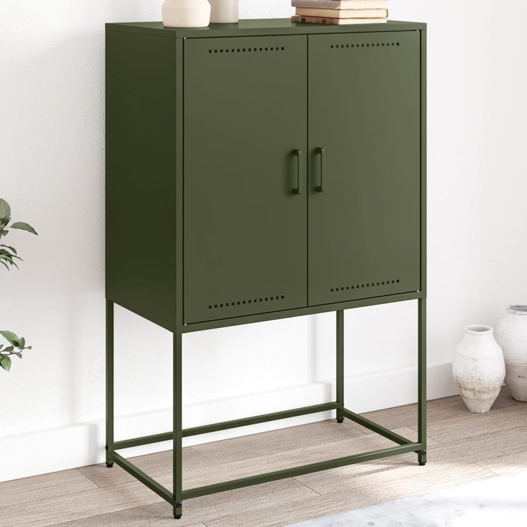 Hoge kast 68,5x38,5x107 cm staal olijfgroen