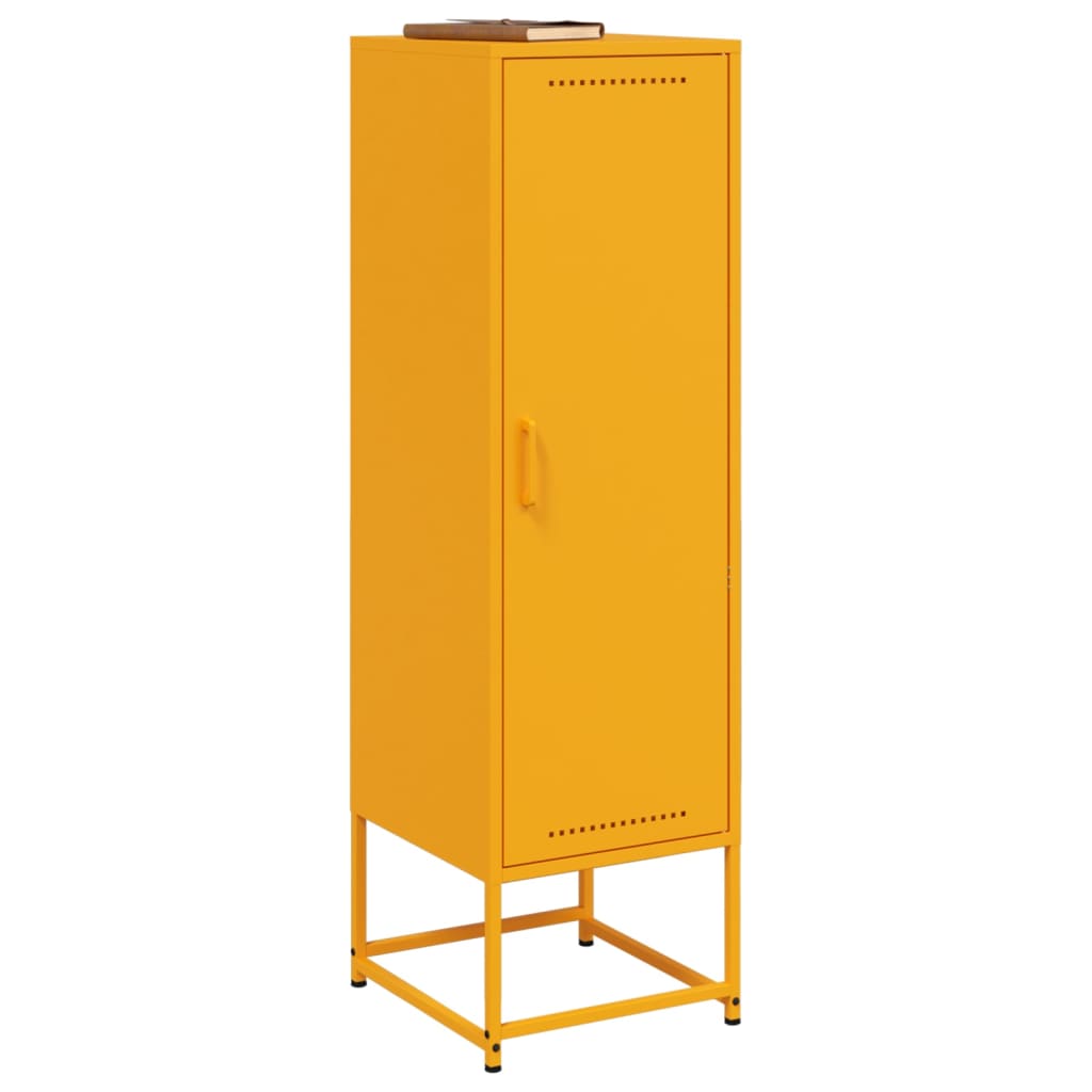 Hoge kast 36x39x123 cm staal mosterdgeel