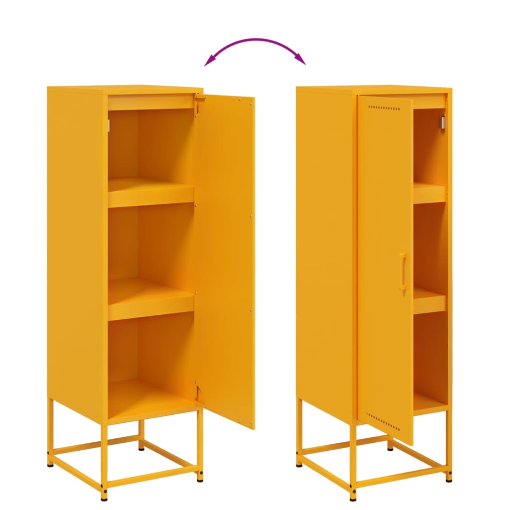 Hoge kast 36x39x123 cm staal mosterdgeel