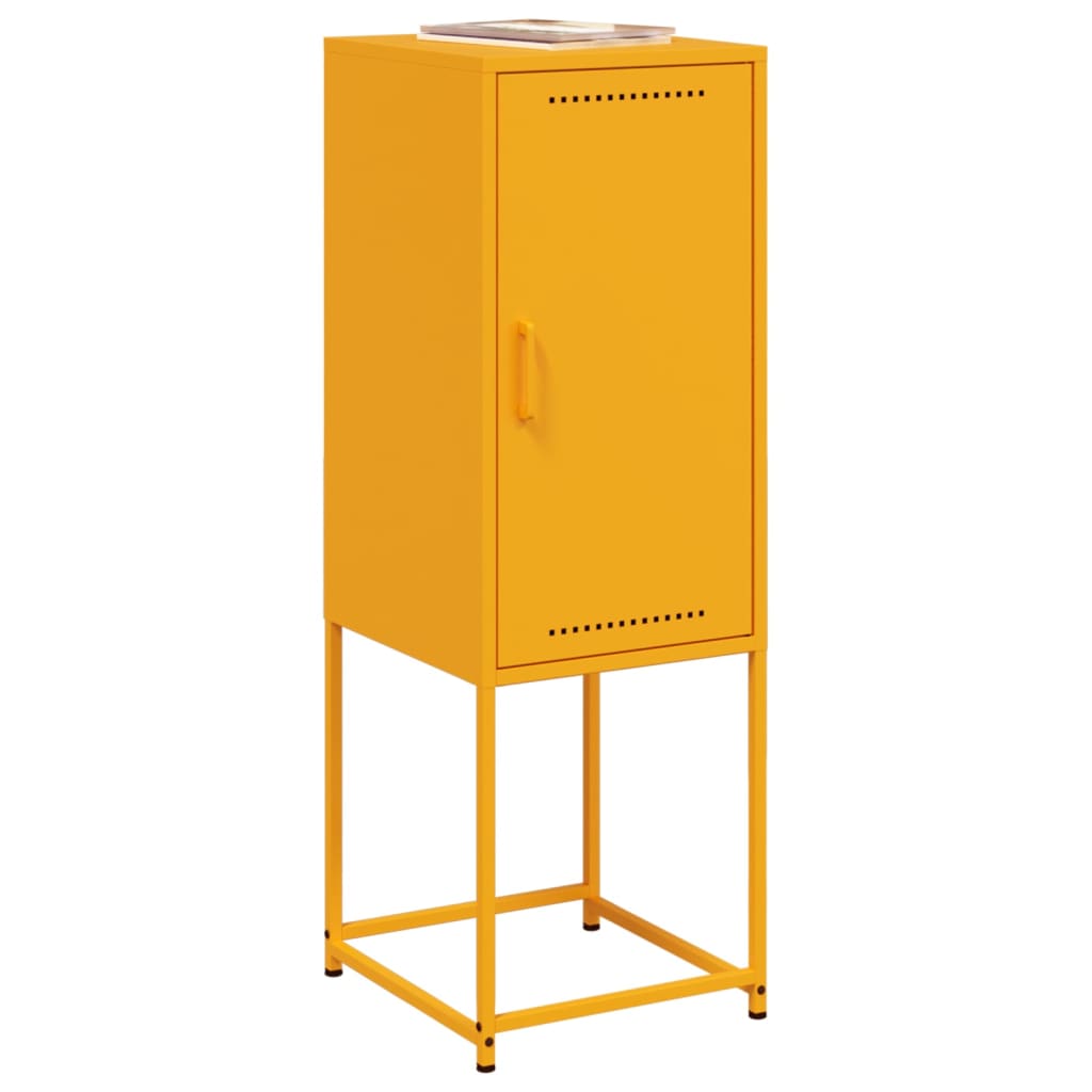 Hoge kast 36x39x107 cm staal mosterdgeel
