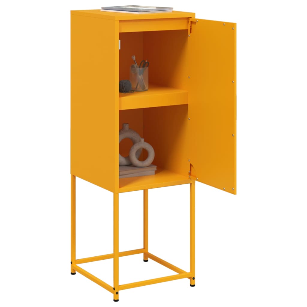 Hoge kast 36x39x107 cm staal mosterdgeel