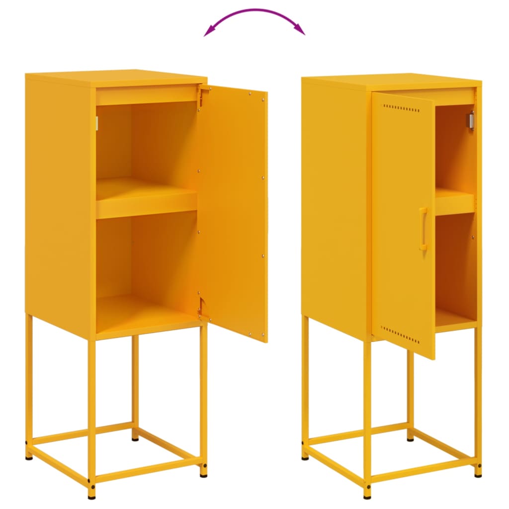Hoge kast 36x39x107 cm staal mosterdgeel