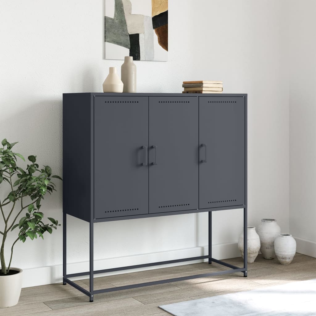 Hoge kast 100,5x39x107 cm staal antracietkleurig