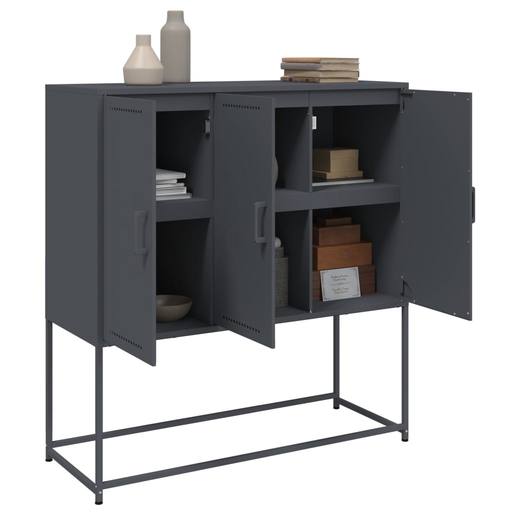 Hoge kast 100,5x39x107 cm staal antracietkleurig