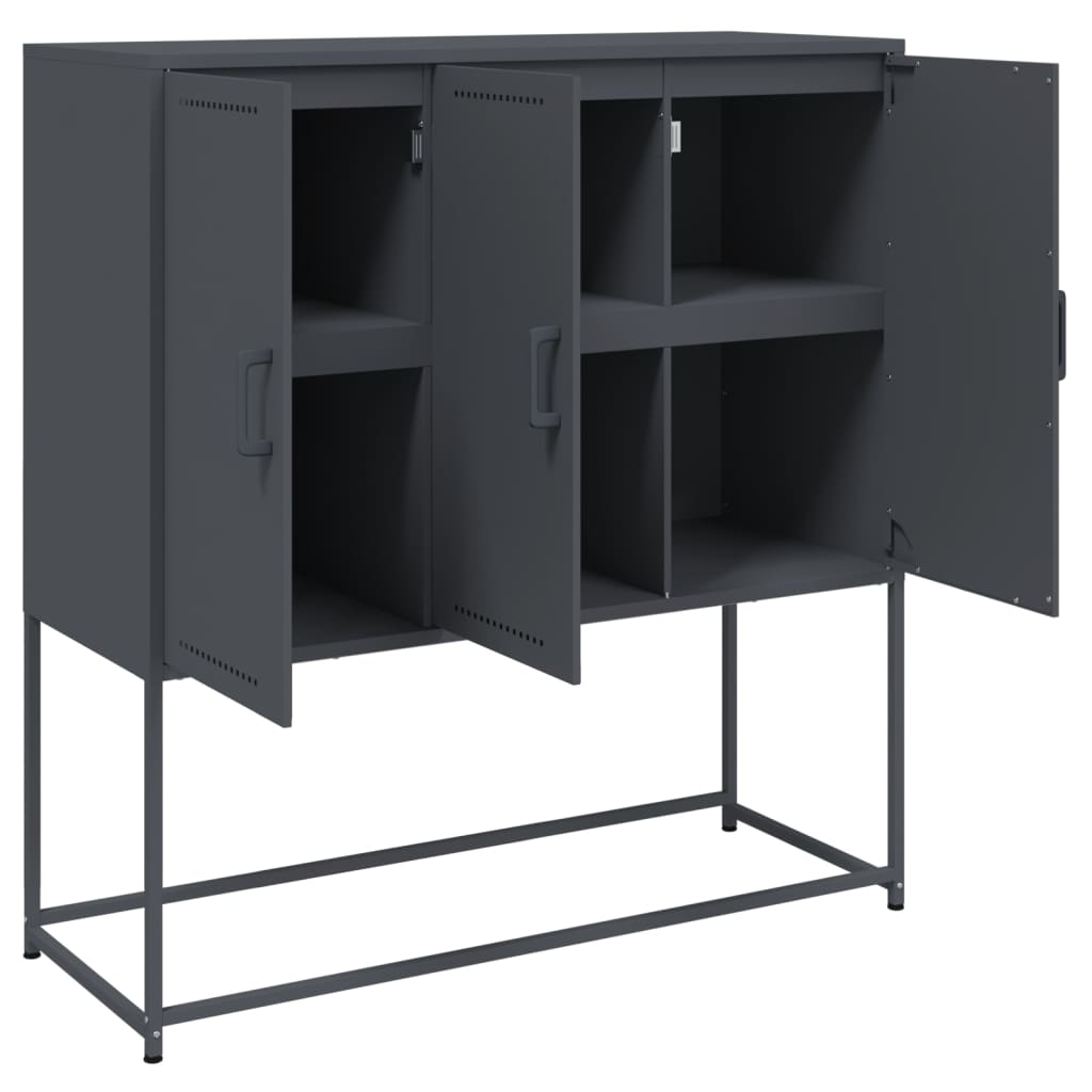 Hoge kast 100,5x39x107 cm staal antracietkleurig