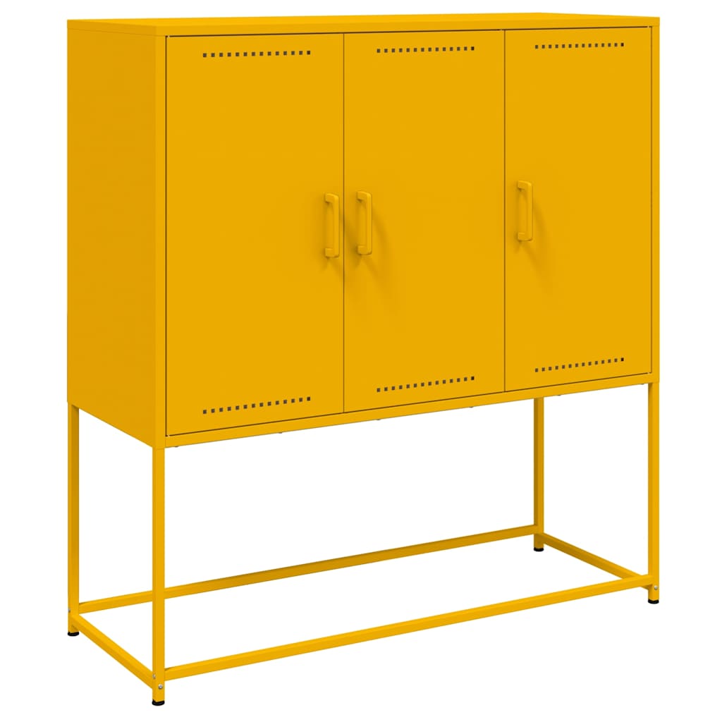 Hoge kast 100,5x39x107 cm staal mosterdgeel
