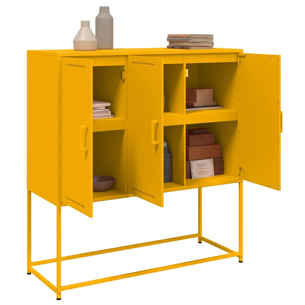 Hoge kast 100,5x39x107 cm staal mosterdgeel