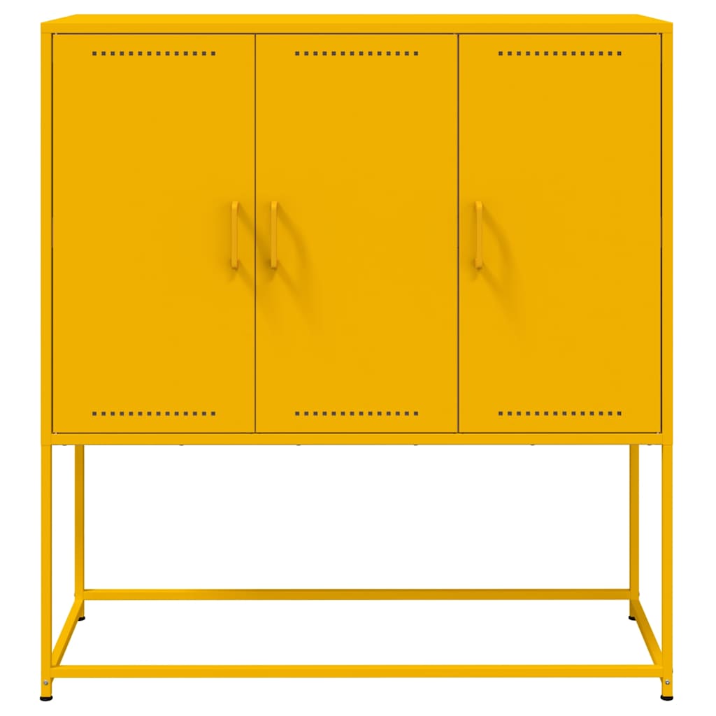 Hoge kast 100,5x39x107 cm staal mosterdgeel